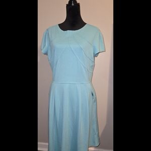 Alex Marie Blue Flutter Sleeve A-Line Midi Dress